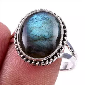 Natural Labradorite Gemstone 925 Solid Sterling Silver Jewelry Ring Size 10 i3r36