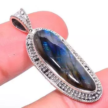 Natural Labradorite Gemstone 925 Solid Sterling Silver Gift Pendant 1.62 s1j29
