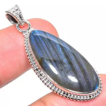 Natural Labradorite Gemstone 925 Solid Sterling Silver Gift Pendant 1.77 o1j54