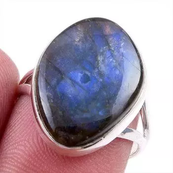 Natural Labradorite Gemstone 925 Solid Sterling Silver Jewelry Ring S.7.5 y1D07