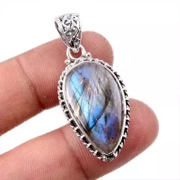 Natural Labradorite Gemstone 925 Solid Sterling Silver Gift Pendant 1.75 l0i91