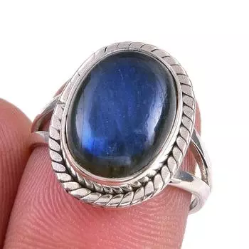 Natural Labradorite Gemstone 925 Solid Sterling Silver Jewelry Ring S.6.5 Y0o54