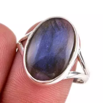 Natural Labradorite Gemstone 925 Solid Sterling Silver Jewelry Ring Size 10 e2f05