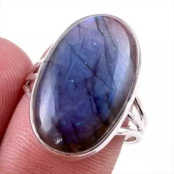 Natural Labradorite Gemstone 925 Solid Sterling Silver Jewelry Ring Size 8 z5I69