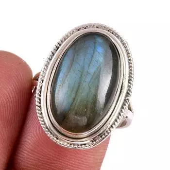 Natural Labradorite Gemstone 925 Solid Sterling Silver Jewelry Ring S.8.5 z2g19