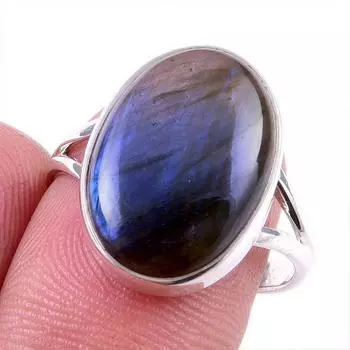 Natural Labradorite Gemstone 925 Solid Sterling Silver Jewelry Ring Size 8 Y8y22