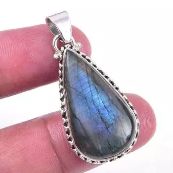 Natural Labradorite Gemstone 925 Solid Sterling Silver Gift Pendant 1.50 E6p78