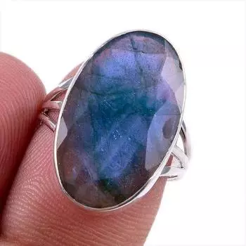 Natural Labradorite Gemstone 925 Solid Sterling Silver Jewelry Ring Size 7 b9s31
