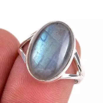 Natural Labradorite Gemstone 925 Solid Sterling Silver Jewelry Ring Size 7 i1E69