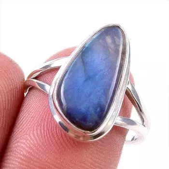 Natural Labradorite Gemstone 925 Solid Sterling Silver Jewelry Ring Size 8 r3P75