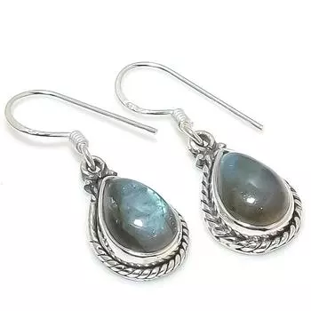 Natural Labradorite Gemstone 925 Solid Sterling Silver Gift Earring 1.25 B4j93