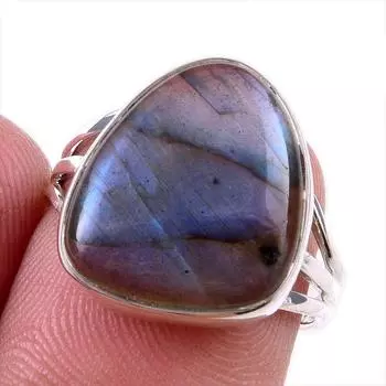 Natural Labradorite Gemstone 925 Solid Sterling Silver Jewelry Ring Size 7 D8G34