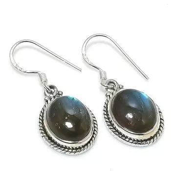 Natural Labradorite Gemstone 925 Solid Sterling Silver Gift Earring 1.25 C1P52