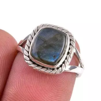 Natural Labradorite Gemstone 925 Solid Sterling Silver Jewelry Ring Size 6 M4t18