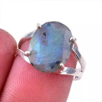 Natural Labradorite Gemstone 925 Solid Sterling Silver Jewelry Ring Size 7 L3q55