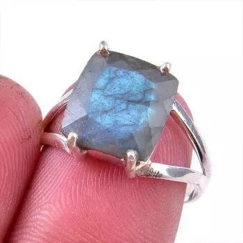 Natural Labradorite Gemstone 925 Solid Sterling Silver Jewelry Ring Size 7 O0t60