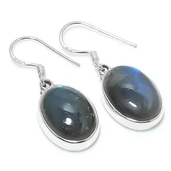 Natural Labradorite Gemstone 925 Solid Sterling Silver Gift Earring 1.25 d6F94