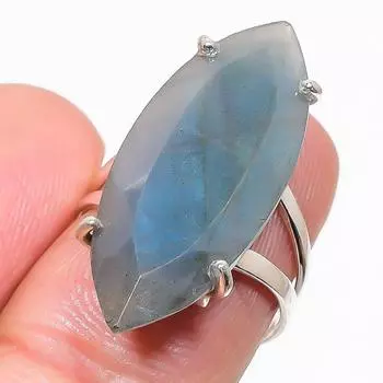 Natural Labradorite Gemstone 925 Solid Sterling Silver Jewelry Ring Size 7 z3q15
