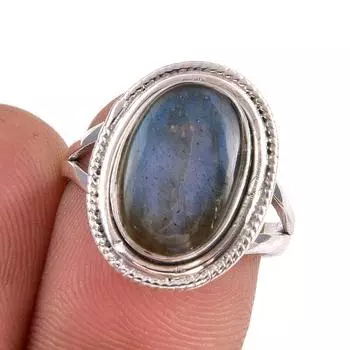Natural Labradorite Gemstone 925 Solid Sterling Silver Jewelry Ring S.6.5 c1O72