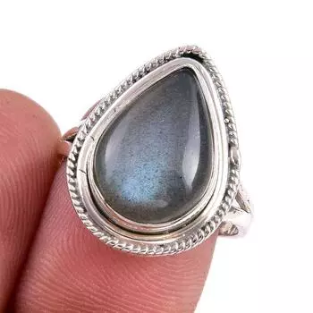 Natural Labradorite Gemstone 925 Solid Sterling Silver Jewelry Ring Size 7 F5f43