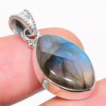 Natural Labradorite Gemstone 925 Solid Sterling Silver Gift Pendant 1.50 q5H42
