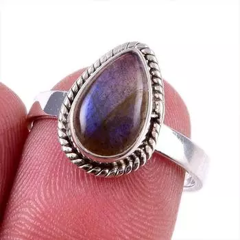 Natural Labradorite Gemstone 925 Solid Sterling Silver Jewelry Ring Size 7 m0i91