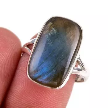 Natural Labradorite Gemstone 925 Solid Sterling Silver Jewelry Ring Size 9 Y8I49