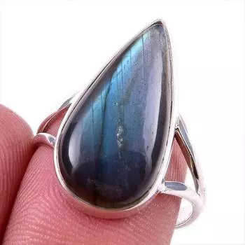 Natural Labradorite Gemstone 925 Solid Sterling Silver Jewelry Ring Size 8 n8n27