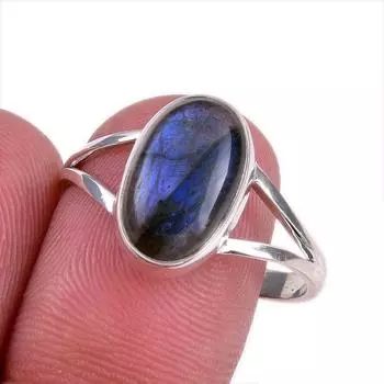 Natural Labradorite Gemstone 925 Solid Sterling Silver Jewelry Ring Size 10 K2Q53
