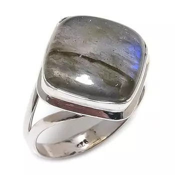 Natural Labradorite Gemstone 925 Solid Sterling Silver Jewelry Ring Size 9 z7w62