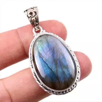 Natural Labradorite Gemstone 925 Solid Sterling Silver Gift Pendant 1.75 b7G44