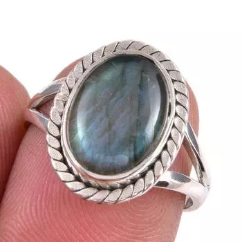 Natural Labradorite Gemstone 925 Solid Sterling Silver Jewelry Ring S.6.5 z4W01
