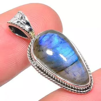 Natural Labradorite Gemstone 925 Solid Sterling Silver Gift Pendant 1.18 s1F66