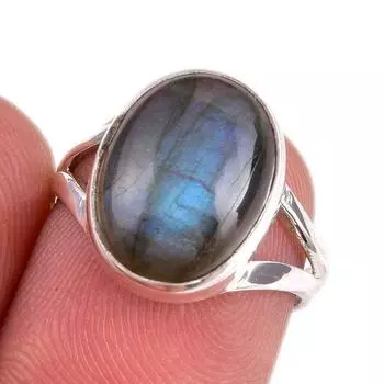 Natural Labradorite Gemstone 925 Solid Sterling Silver Jewelry Ring Size 6 n1F42