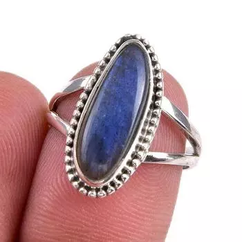 Natural Labradorite Gemstone 925 Solid Sterling Silver Jewelry Ring S.6.5 F1q88
