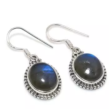 Natural Labradorite Gemstone 925 Solid Sterling Silver Gift Earring 1.25 M8F46
