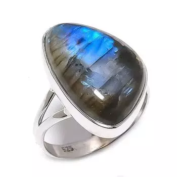 Natural Labradorite Gemstone 925 Solid Sterling Silver Jewelry Ring Size 6 C1f45