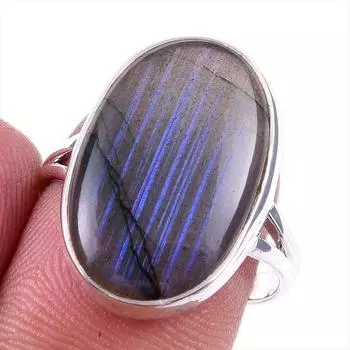 Natural Labradorite Gemstone 925 Solid Sterling Silver Jewelry Ring Size 7 R9O01