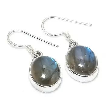 Natural Labradorite Gemstone 925 Solid Sterling Silver Gift Earring 1.25 H4V42