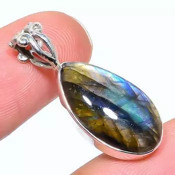 Natural Labradorite Gemstone 925 Solid Sterling Silver Gift Pendant 1.30 e7u28