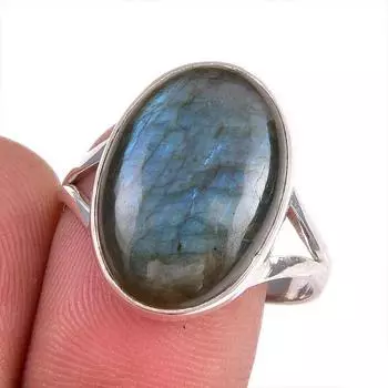 Natural Labradorite Gemstone 925 Solid Sterling Silver Jewelry Ring Size 10 k6l70