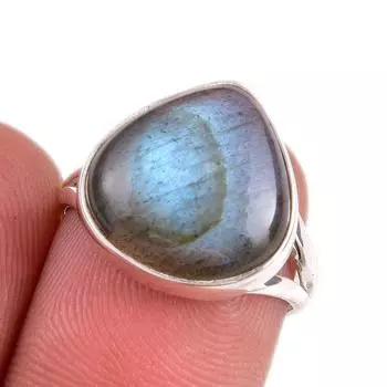 Natural Labradorite Gemstone 925 Solid Sterling Silver Jewelry Ring Size 6 h5P21