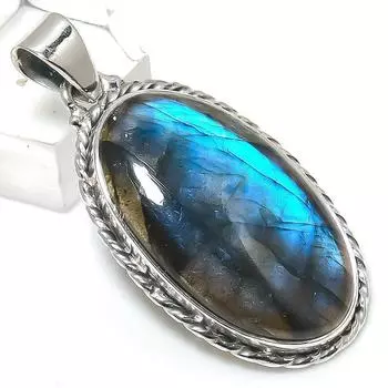 Natural Labradorite Gemstone 925 Solid Sterling Silver Gift Pendant 1.75 o9g80