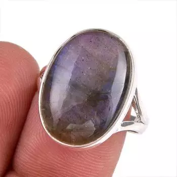 Natural Labradorite Gemstone 925 Solid Sterling Silver Jewelry Ring Size 8 c2h06