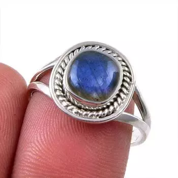 Natural Labradorite Gemstone 925 Solid Sterling Silver Jewelry Ring S.7.5 Q4R38
