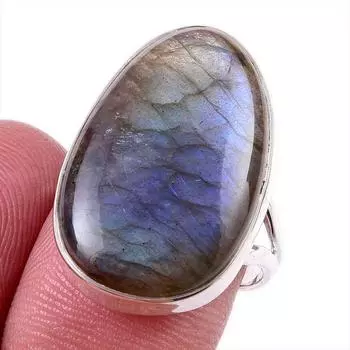 Natural Labradorite Gemstone 925 Solid Sterling Silver Jewelry Ring Size 7 G1v62