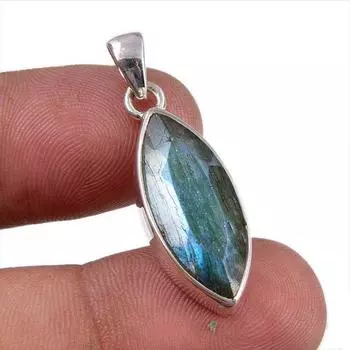 Natural Labradorite Gemstone 925 Solid Sterling Silver Gift Pendant 1.25 J0w92