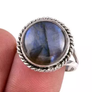 Natural Labradorite Gemstone 925 Solid Sterling Silver Jewelry Ring S.8.5 d0k04