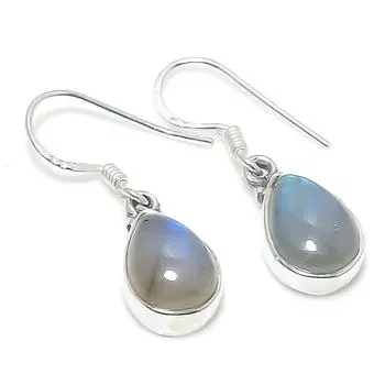 Natural Labradorite Gemstone 925 Solid Sterling Silver Gift Earring 1.25 z6n61