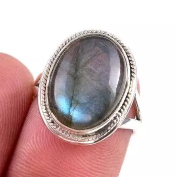 Natural Labradorite Gemstone 925 Solid Sterling Silver Jewelry Ring S.5.5 H3D29